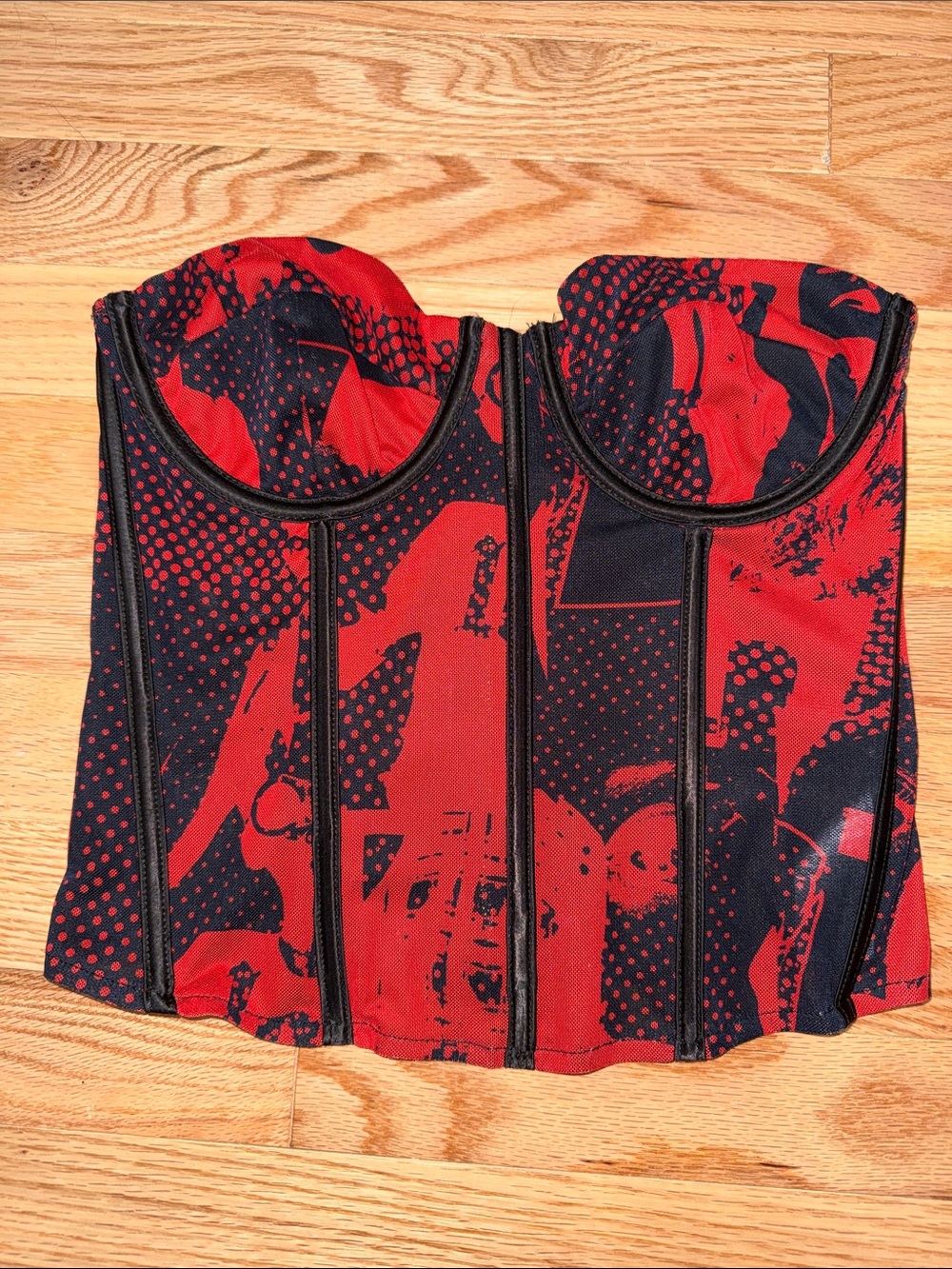 Edikted printed mesh corset fitted strapless top grunge rave festival medium